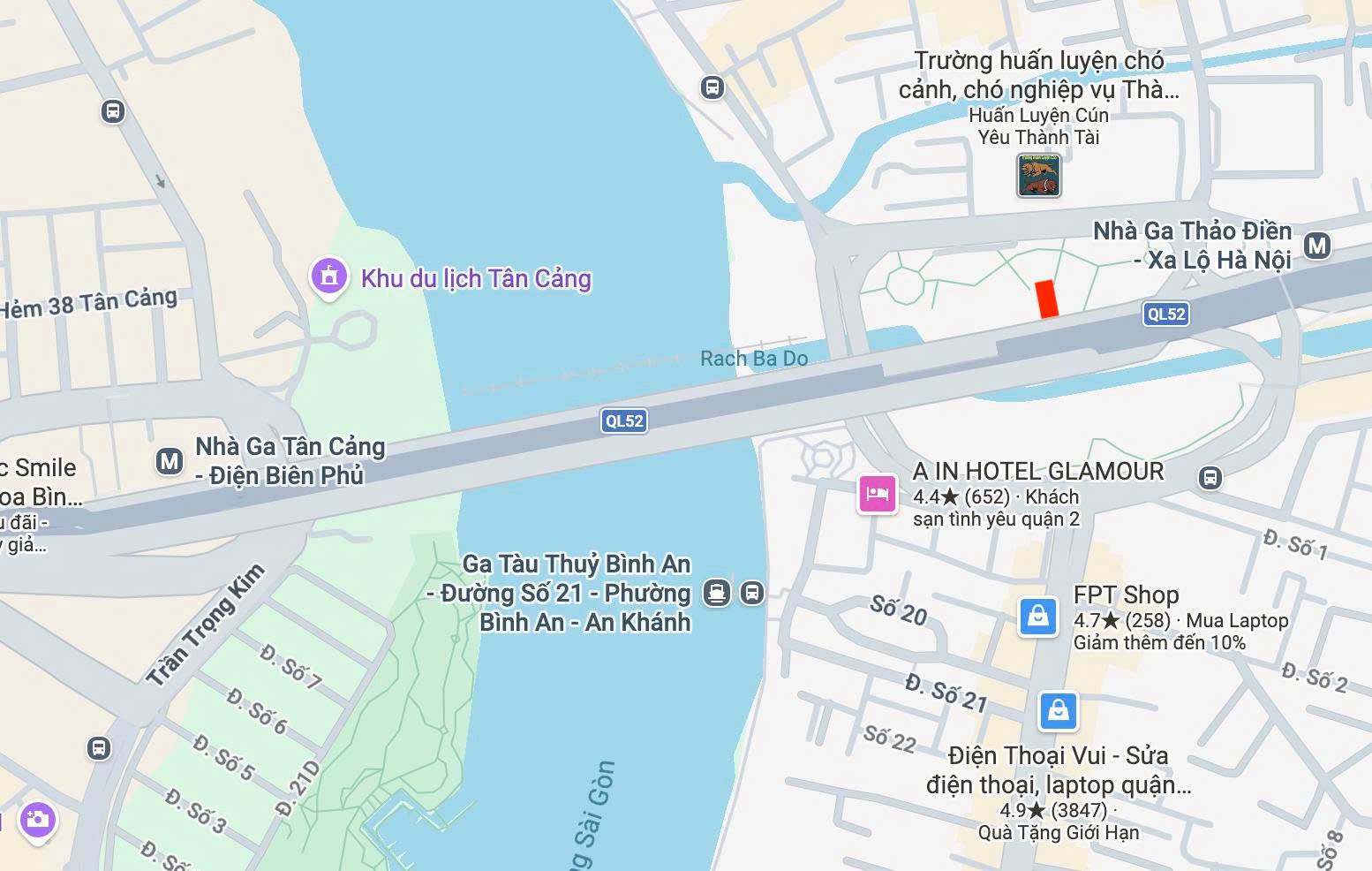 Bảng dọc Cầu Sài Gòn - khu vực Thảo Điền ( Quận 2 cũ ) map Billboard Cầu Sài Gòn Thảo Điền